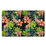 Black Tropical Giraffe Pattern Print Polyester Doormat