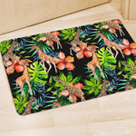 Black Tropical Giraffe Pattern Print Polyester Doormat