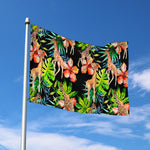 Black Tropical Giraffe Pattern Print Polyester Flag