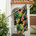 Black Tropical Giraffe Pattern Print Polyester Flag