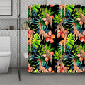 Black Tropical Giraffe Pattern Print Polyester Shower Curtain