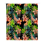 Black Tropical Giraffe Pattern Print Polyester Shower Curtain