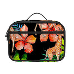 Black Tropical Giraffe Pattern Print Portable Lunch Bag