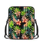 Black Tropical Giraffe Pattern Print Rectangular Crossbody Bag