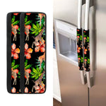 Black Tropical Giraffe Pattern Print Refrigerator Handle Covers
