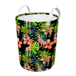 Black Tropical Giraffe Pattern Print Round Laundry Basket