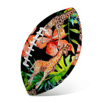 Black Tropical Giraffe Pattern Print Rugby Ball