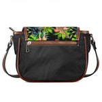 Black Tropical Giraffe Pattern Print Saddle Bag