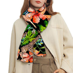Black Tropical Giraffe Pattern Print Scarf