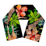 Black Tropical Giraffe Pattern Print Scarf
