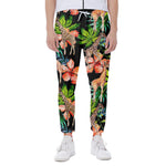 Black Tropical Giraffe Pattern Print Scuba Joggers