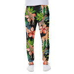 Black Tropical Giraffe Pattern Print Scuba Joggers
