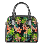 Black Tropical Giraffe Pattern Print Shoulder Handbag