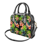 Black Tropical Giraffe Pattern Print Shoulder Handbag