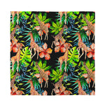 Black Tropical Giraffe Pattern Print Silk Bandana