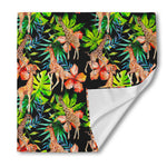 Black Tropical Giraffe Pattern Print Silk Bandana