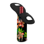 Black Tropical Giraffe Pattern Print Single Neoprene Wine Tote