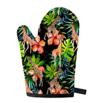 Black Tropical Giraffe Pattern Print Single Oven Mitt