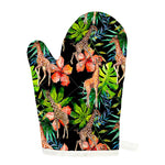 Black Tropical Giraffe Pattern Print Single Oven Mitt
