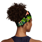 Black Tropical Giraffe Pattern Print Sports Headband