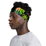 Black Tropical Giraffe Pattern Print Sports Headband