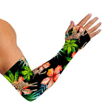 Black Tropical Giraffe Pattern Print Sun Protection Arm Sleeves