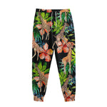 Black Tropical Giraffe Pattern Print Sweatpants