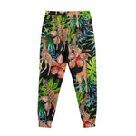 Black Tropical Giraffe Pattern Print Sweatpants