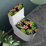 Black Tropical Giraffe Pattern Print Toilet Lid And Tank Cover Set