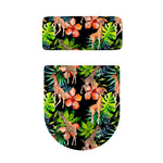 Black Tropical Giraffe Pattern Print Toilet Lid And Tank Cover Set