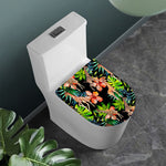Black Tropical Giraffe Pattern Print Toilet Lid Cover