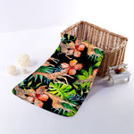 Black Tropical Giraffe Pattern Print Towel