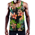 Black Tropical Giraffe Pattern Print Men's Workout Tank Top