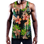 Black Tropical Giraffe Pattern Print Training Tank Top