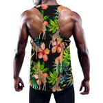 Black Tropical Giraffe Pattern Print Training Tank Top