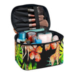 Black Tropical Giraffe Pattern Print Travel Makeup Bag
