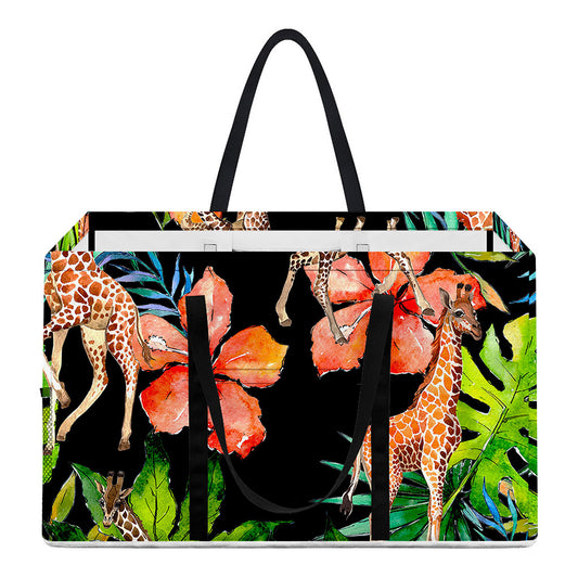Black Tropical Giraffe Pattern Print Utility Tote Bag