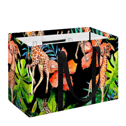 Black Tropical Giraffe Pattern Print Utility Tote Bag