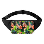 Black Tropical Giraffe Pattern Print Waist Bag