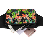 Black Tropical Giraffe Pattern Print Waist Bag
