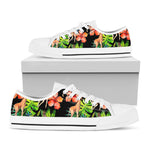 Black Tropical Giraffe Pattern Print White Low Top Sneakers