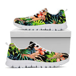 Black Tropical Giraffe Pattern Print White Running Shoes