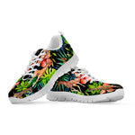 Black Tropical Giraffe Pattern Print White Running Shoes