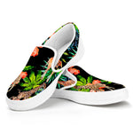 Black Tropical Giraffe Pattern Print White Slip On Sneakers