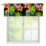 Black Tropical Giraffe Pattern Print Window Valance