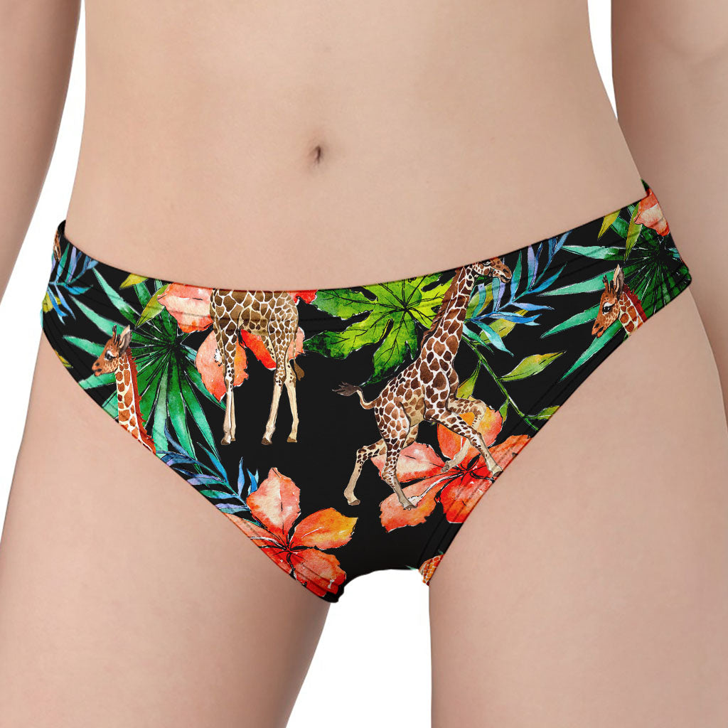 Black Tropical Giraffe Pattern Print Women's Panties