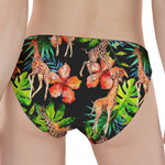 Black Tropical Giraffe Pattern Print Women's Panties