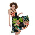 Black Tropical Giraffe Pattern Print Sleeveless Knee Length Dress