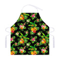 Black Tropical Hawaiian Pattern Print Adjustable Apron