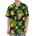 Black Tropical Hawaiian Pattern Print Aloha Shirt